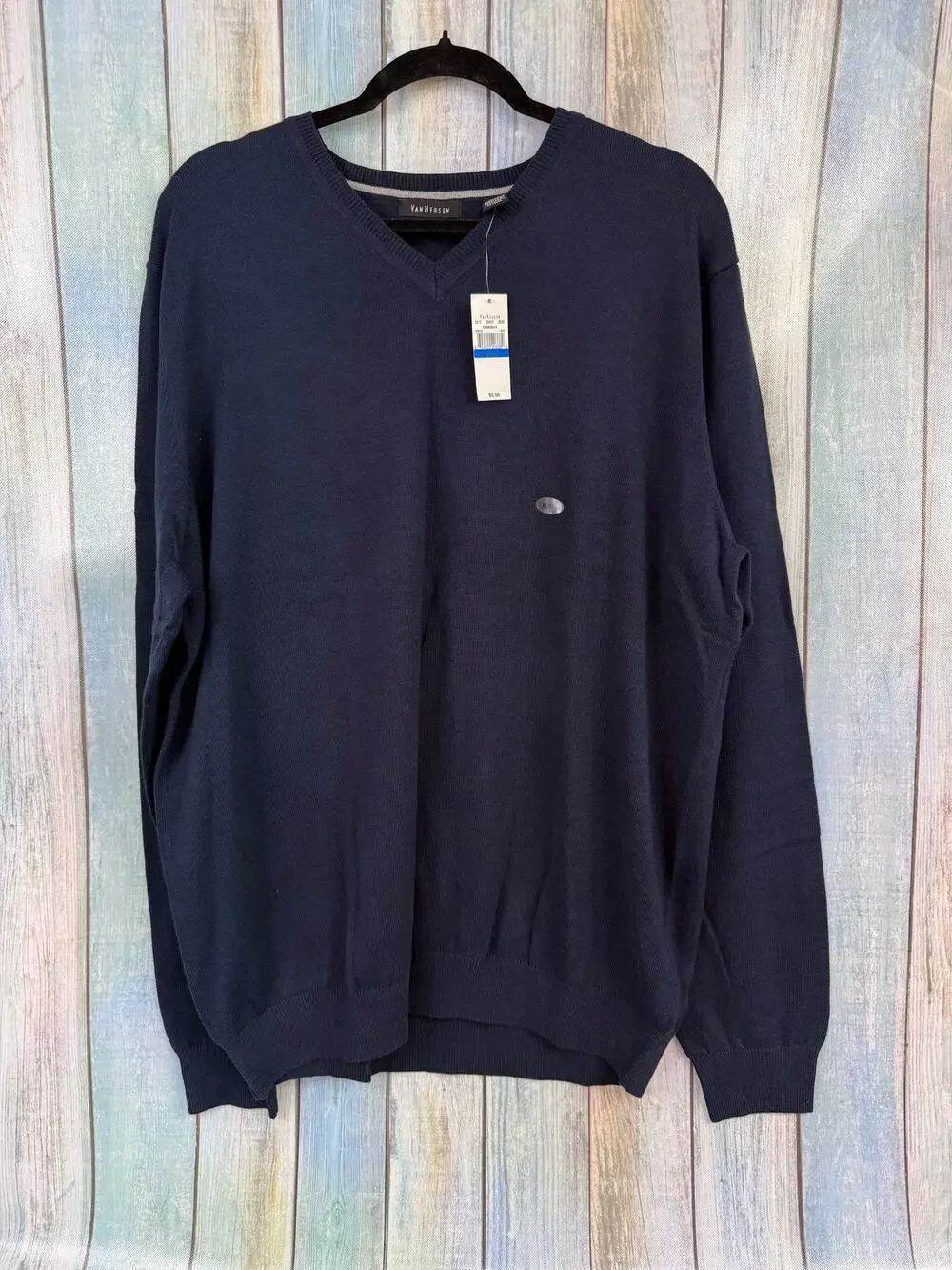 Van Heusen Men's Navy Blue V Neck Sweater NEW Size XL Cotton Blend